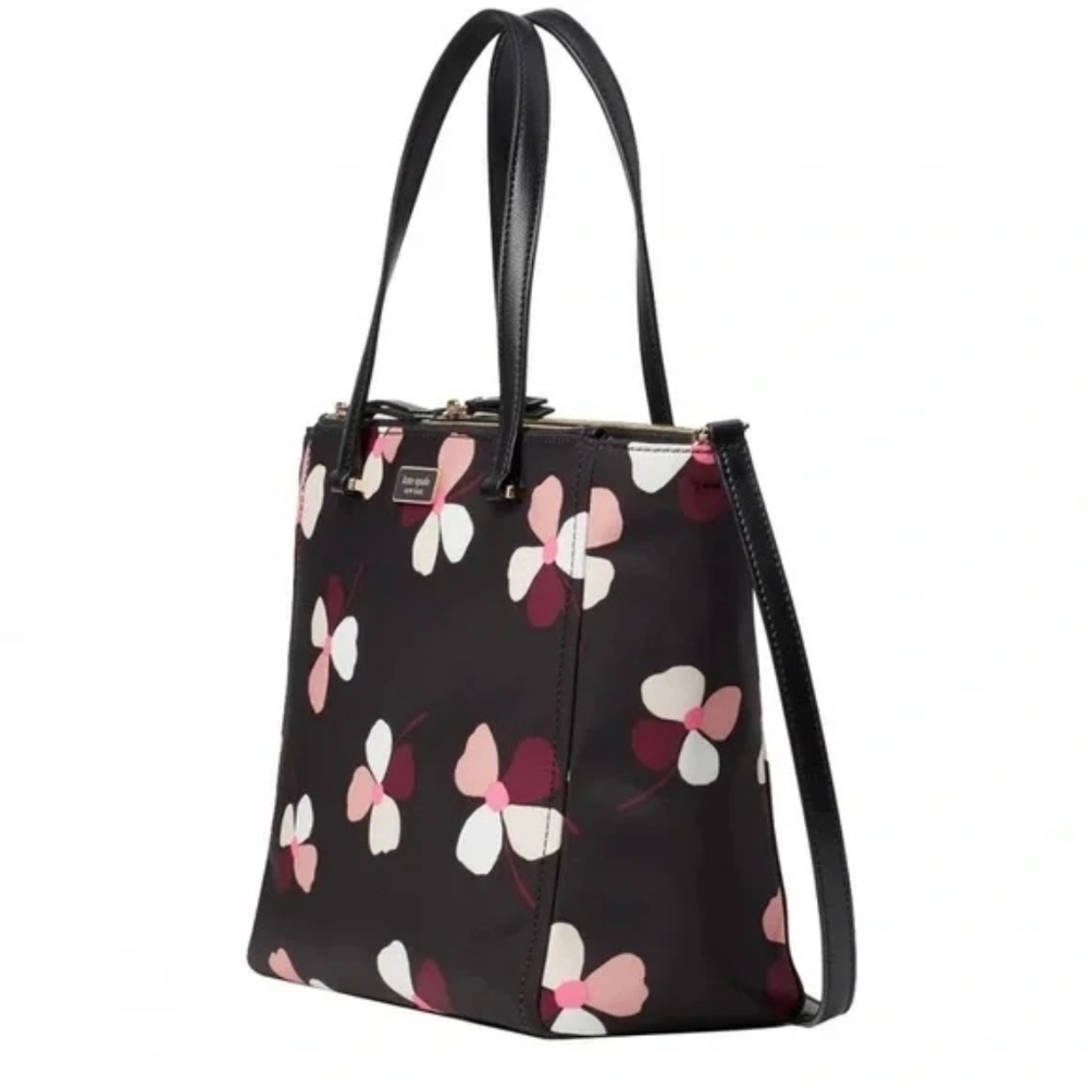 SALE 🎉 Kate Spade Dawn Dusk Buds Medium Satchel Black Floral Women's Bag - Picture 2 of 8